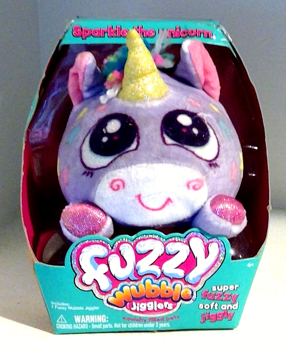 Fuzzy Wobble Jigglers - Sparkle The Unicorn - Purple Pink - Soft - New